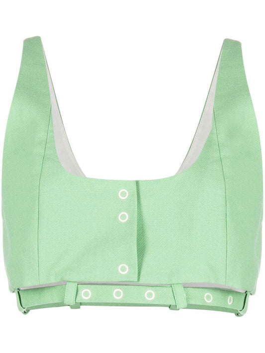 Ganni light green organic cotton crop top