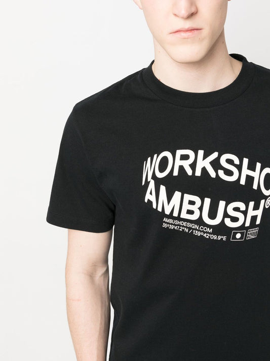 Ambush Black Cotton Logo‑Print T‑Shirt