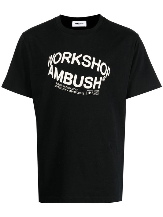 Ambush Black Cotton Logo‑Print T‑Shirt
