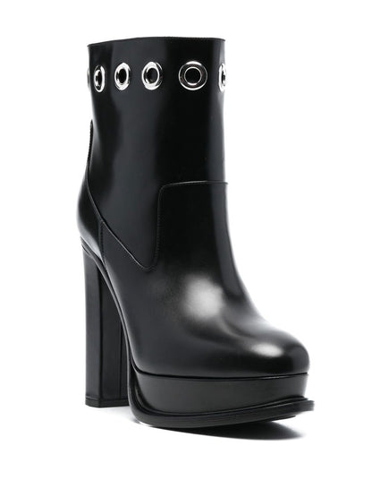 Alexander McQueen heeles boots — Black calf leather platform boots