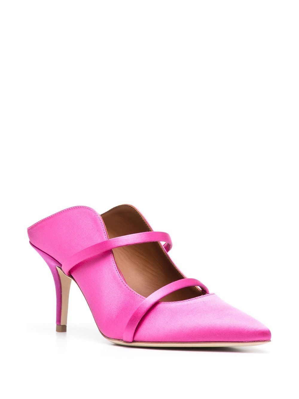 Malone Souliers With Heel Pink satin mules
