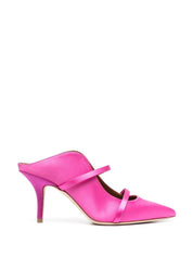 Malone Souliers With Heel Pink satin mules
