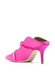 Malone Souliers With Heel Pink satin mules
