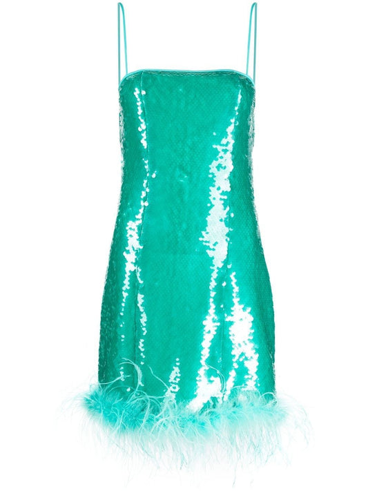 Clear Blue sequinned feather minidress — Giuseppe Di Morabito