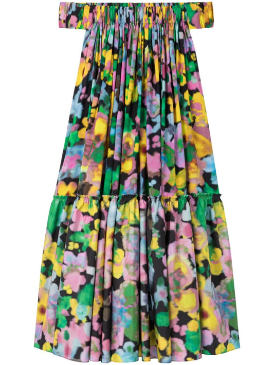 Robe midi à épaules dénudées et imprimé floral Huelle Gaia d'Az Factory With Lutz