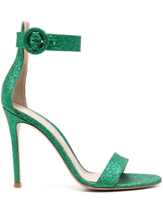 Gianvito Rossi Green Glitter Sandals — 105mm Elegance