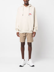Emporio Armani cotton hoodie with logo in light beige