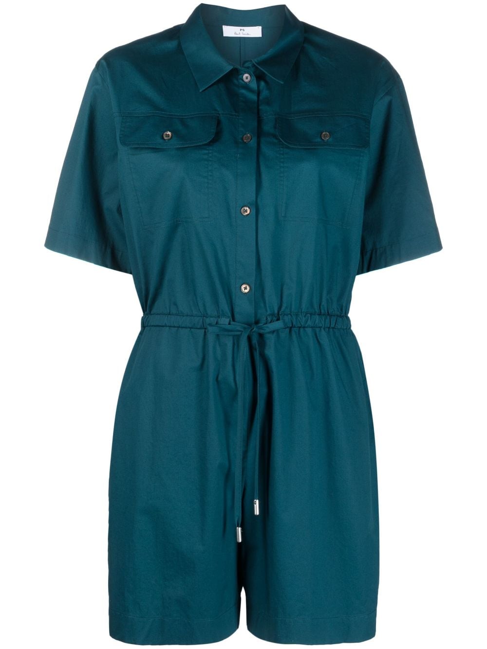 Paul Smith Dresses Blue short-sleeve playsuit in stretch-cotton