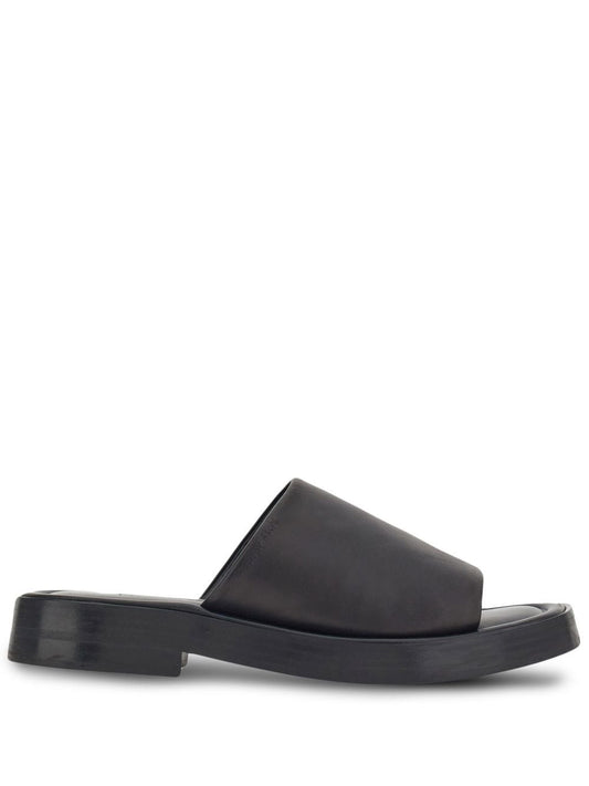 Ferragamo Sandals Black — Leather Crossover Slides