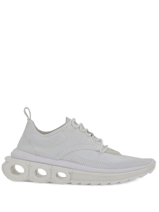 Ferragamo Sneakers in White Calf Leather — Low‑Top Gancini