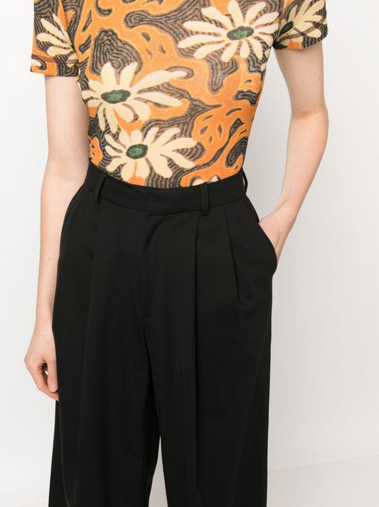 AZ Factory With Lutz Huelle Trousers Black — Sculptural Wide‑Leg Tailoring