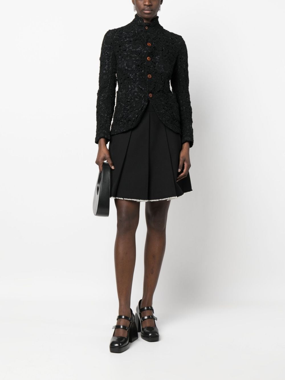 Comme Comme Jackets Black floral-embroidered jacket