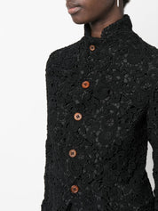 Comme Comme Jackets Black floral-embroidered jacket