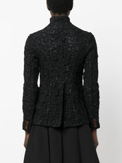 Comme Comme Jackets Black floral-embroidered jacket