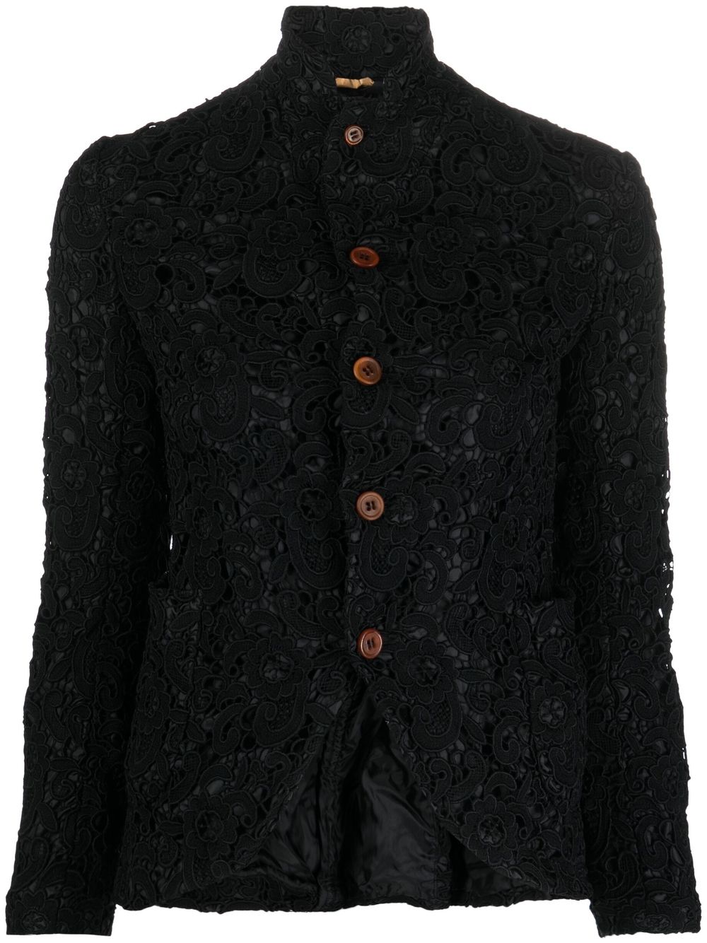 Comme Comme Jackets Black floral-embroidered jacket