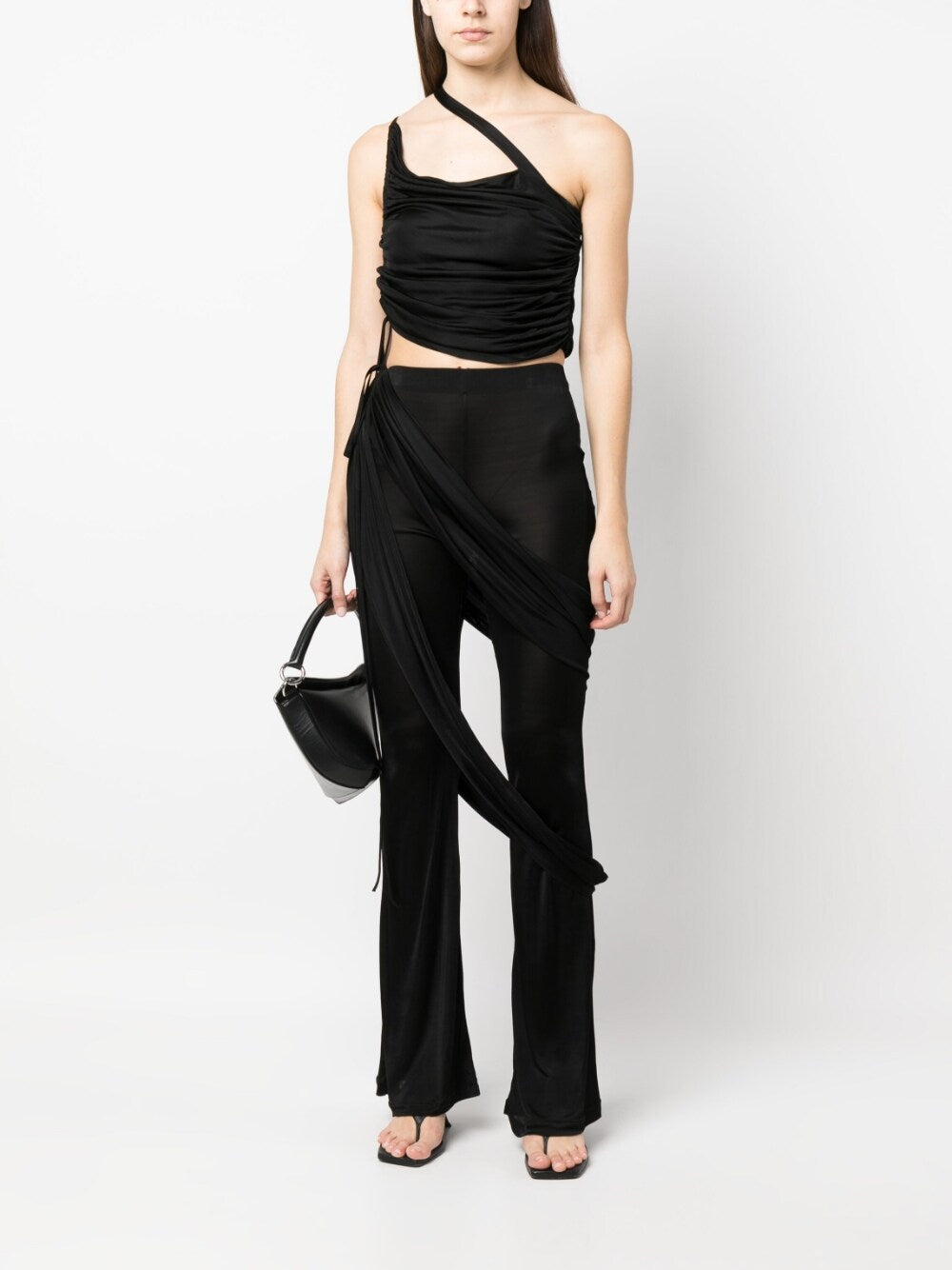 ANDREĀDAMO Andrea Adamo Top negro de corte corto