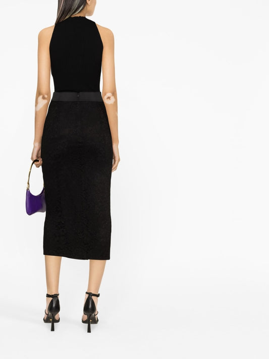 Black High‑Waisted Silk Pencil Skirt — Dolce & Gabbana