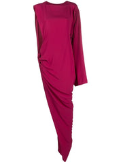 Vestido largo drapeado fucsia de Rick Owens