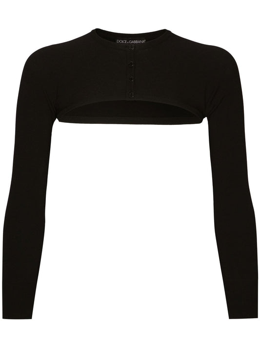 Dolce & Gabbana Sweaters Black — Cropped Knit Cardigan