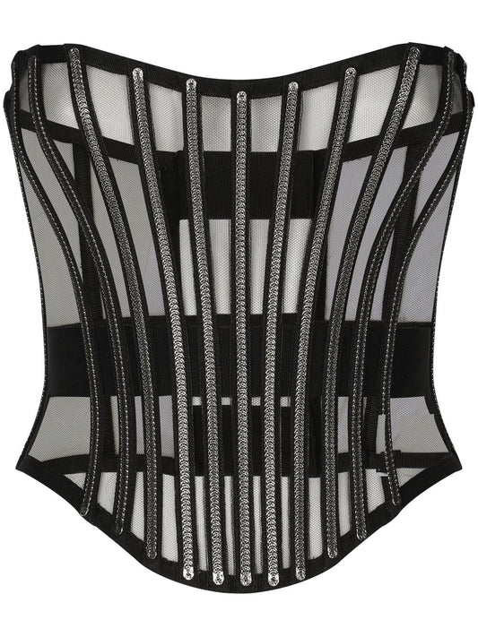 Dolce & Gabbana Black Boned Bodice Belt