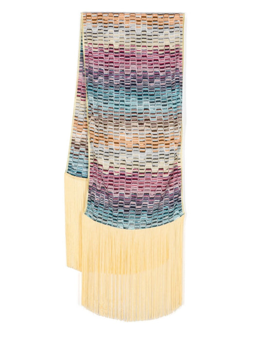 Missoni Striped Scarf — Multicolour Zigzag Knit