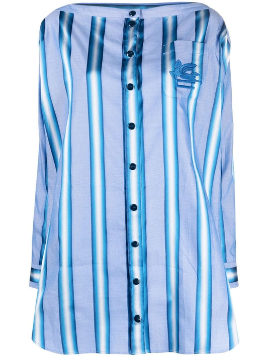 Robe chemise en soie bleu clair Etro Dresses