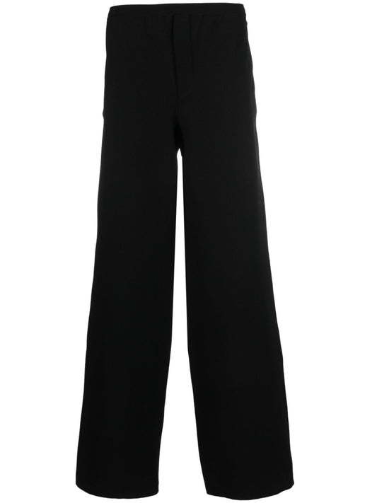 Ferragamo Black Wide‑Leg Trousers — Mid‑Rise Luxury Fit