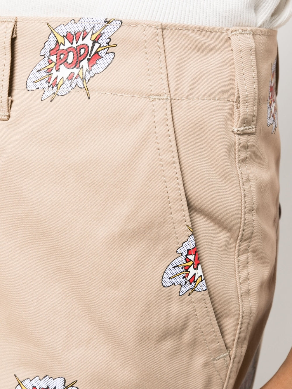 Pantalon Junya Watanabe en coton beige imprimé graphique