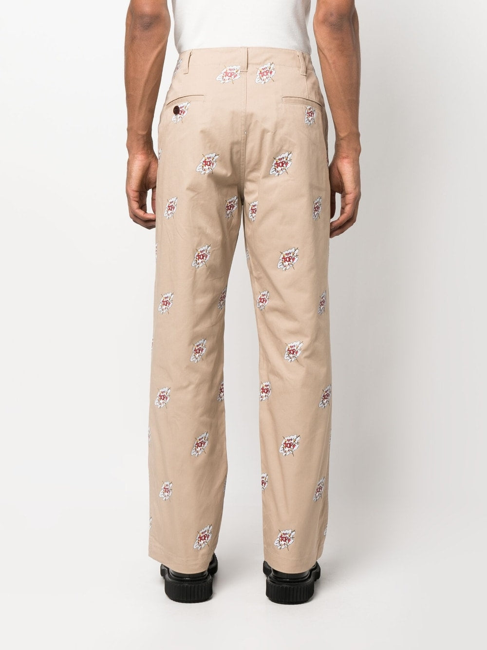 Pantalon Junya Watanabe en coton beige imprimé graphique