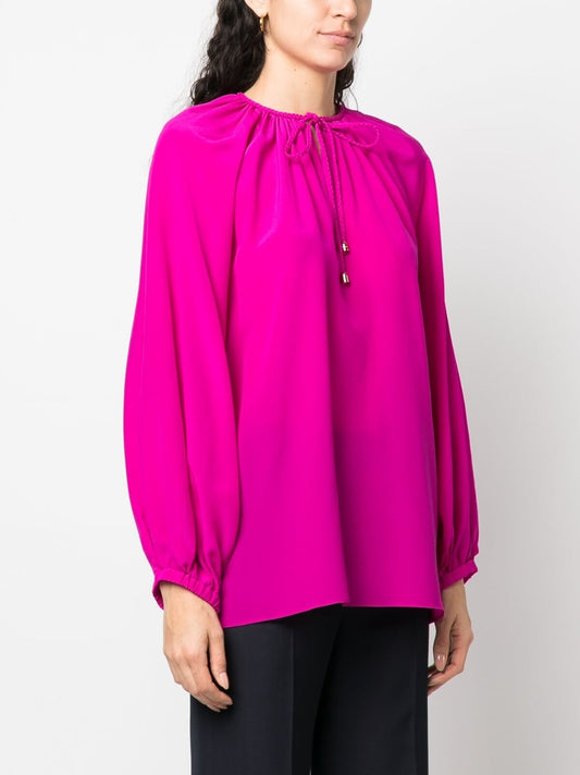 Chemisier en soie fuchsia Phaeonia Top