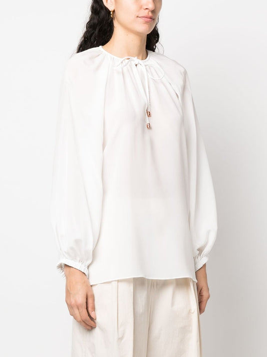 Chemisier Phaeonia Top en soie blanche