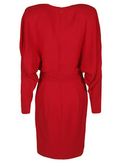 Alexandre Vauthier Dresses Red — Plunging V‑Neck Evening Dress