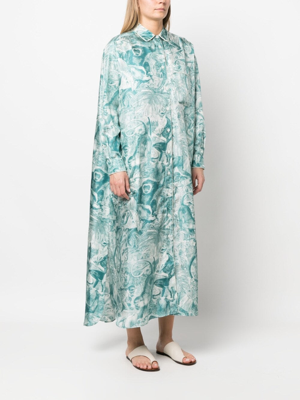 Blue Palazzo Dress — F.R.S. Elegant Japanese-Branch Print