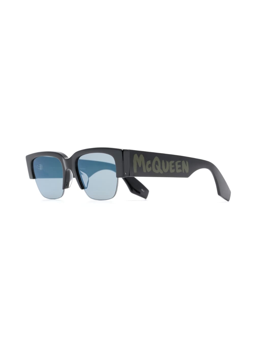 Alexander McQueen Sunglasses — Black with Blue Tinted Lenses