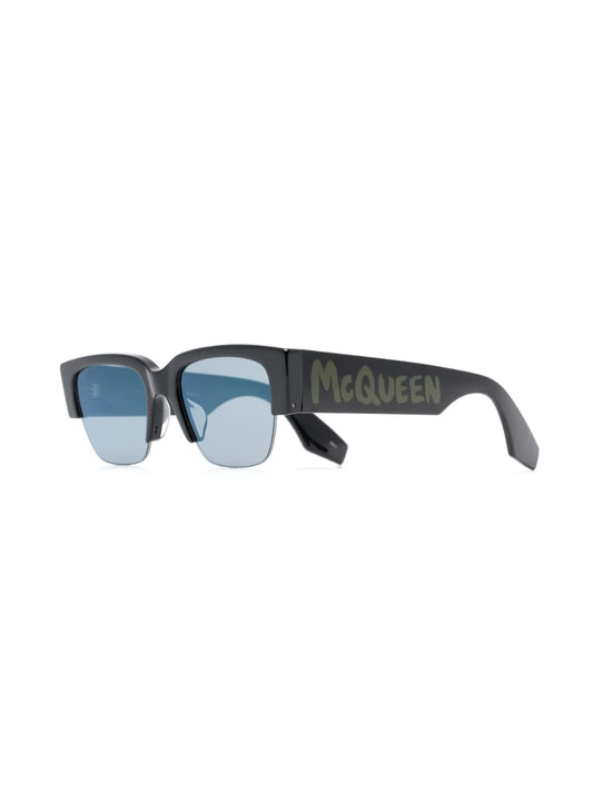 Alexander McQueen Sunglasses — Black with Blue Tinted Lenses