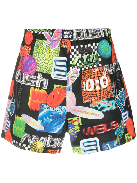 Ambush MultiColour Cotton‑Lyocell Shorts — Thigh‑Length Comfort
