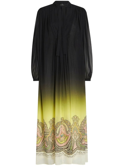 Black Silk Paisley-Print Dress — Etro