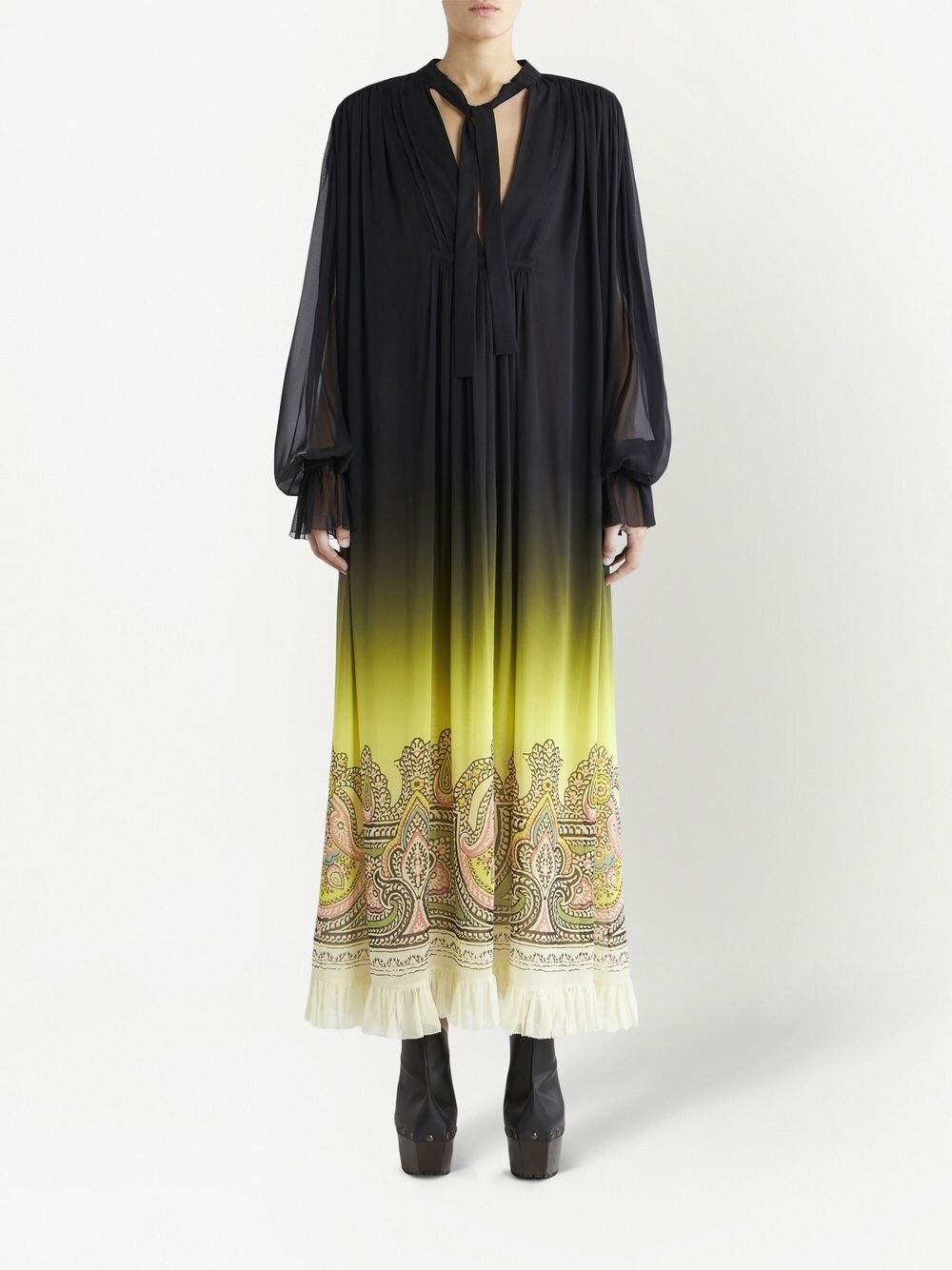 Black Silk Paisley-Print Dress — Etro