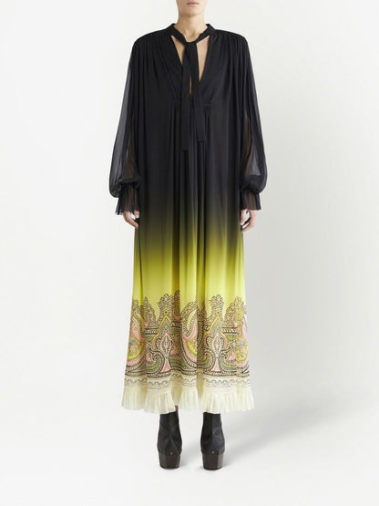 Black Silk Paisley-Print Dress — Etro