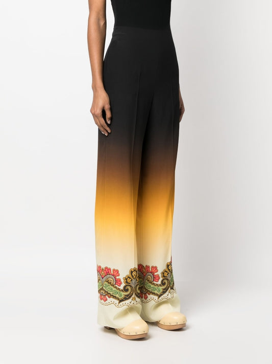 Pantalon Etro en soie noire coupe droite