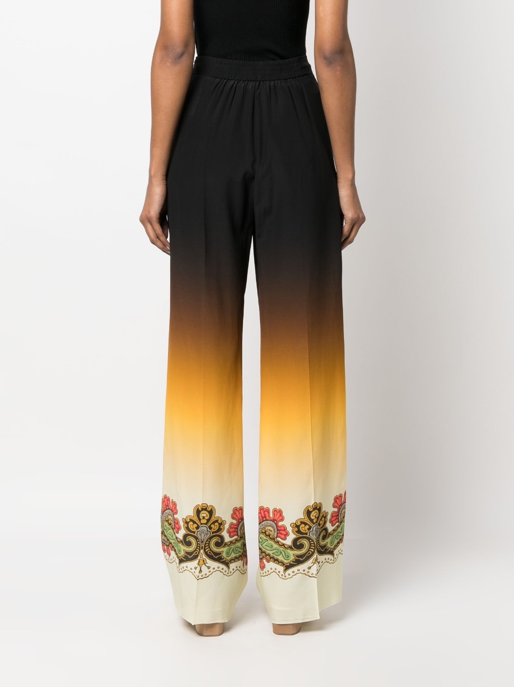 Etro Black Silk Straight‑Leg Trousers
