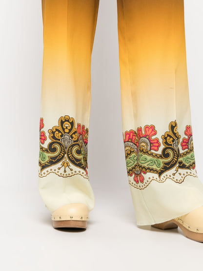 Etro Black Silk Straight‑Leg Trousers