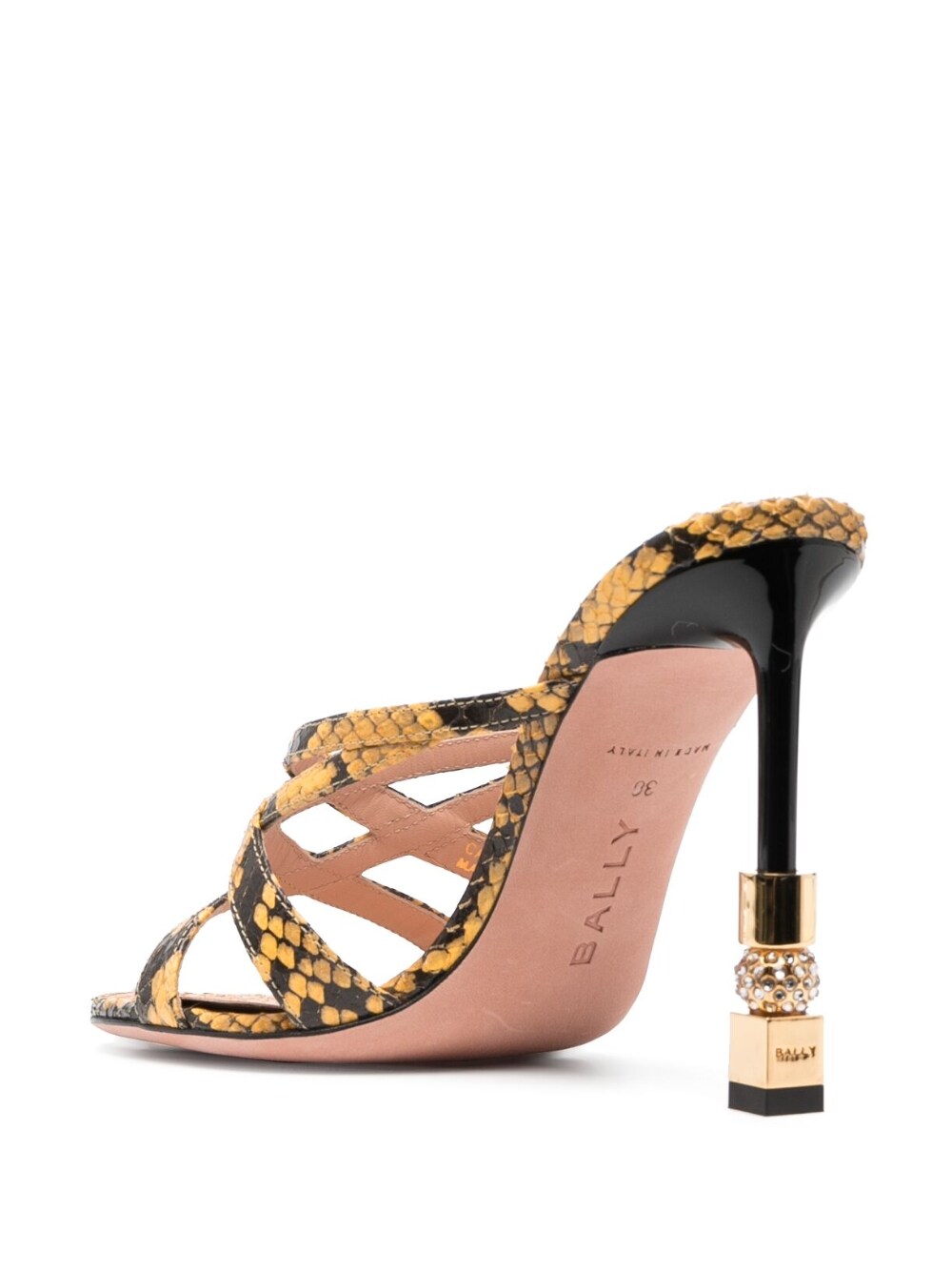 Bally Yellow Snakeskin-Print Leather Mules