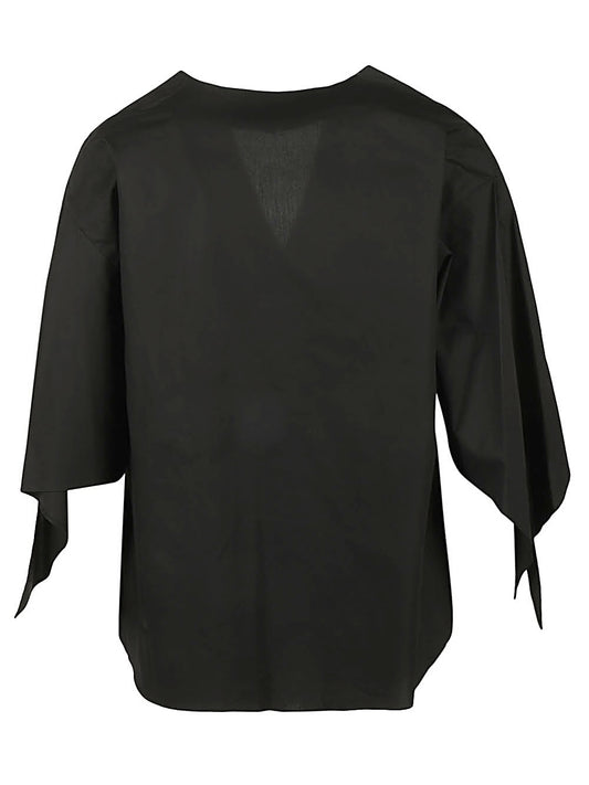 Top Psophia en coton noir col V