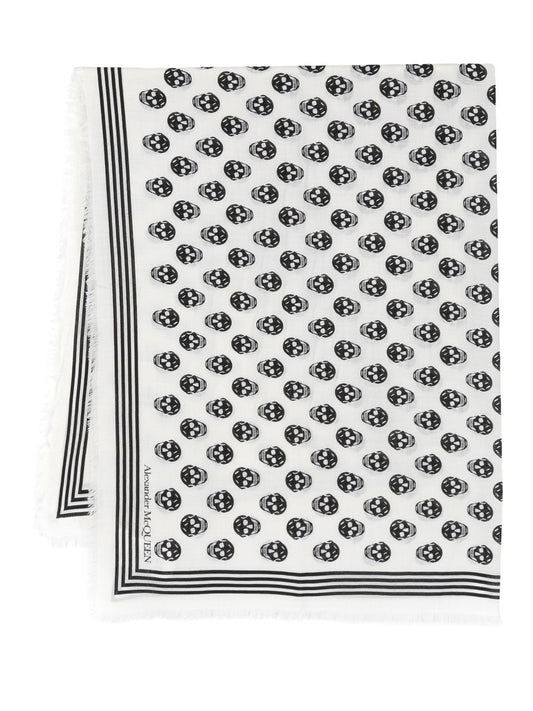 Alexander McQueen white wool two‑tone scarf
