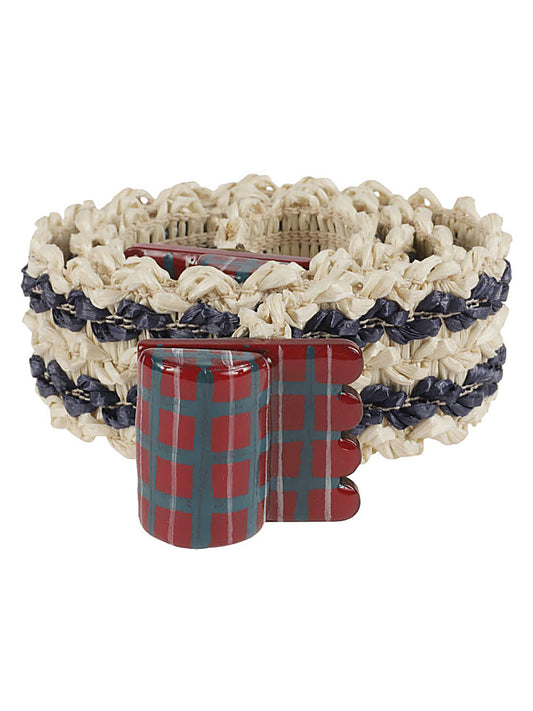 Beige Raffia Belt — Exquisite J Striped Belt