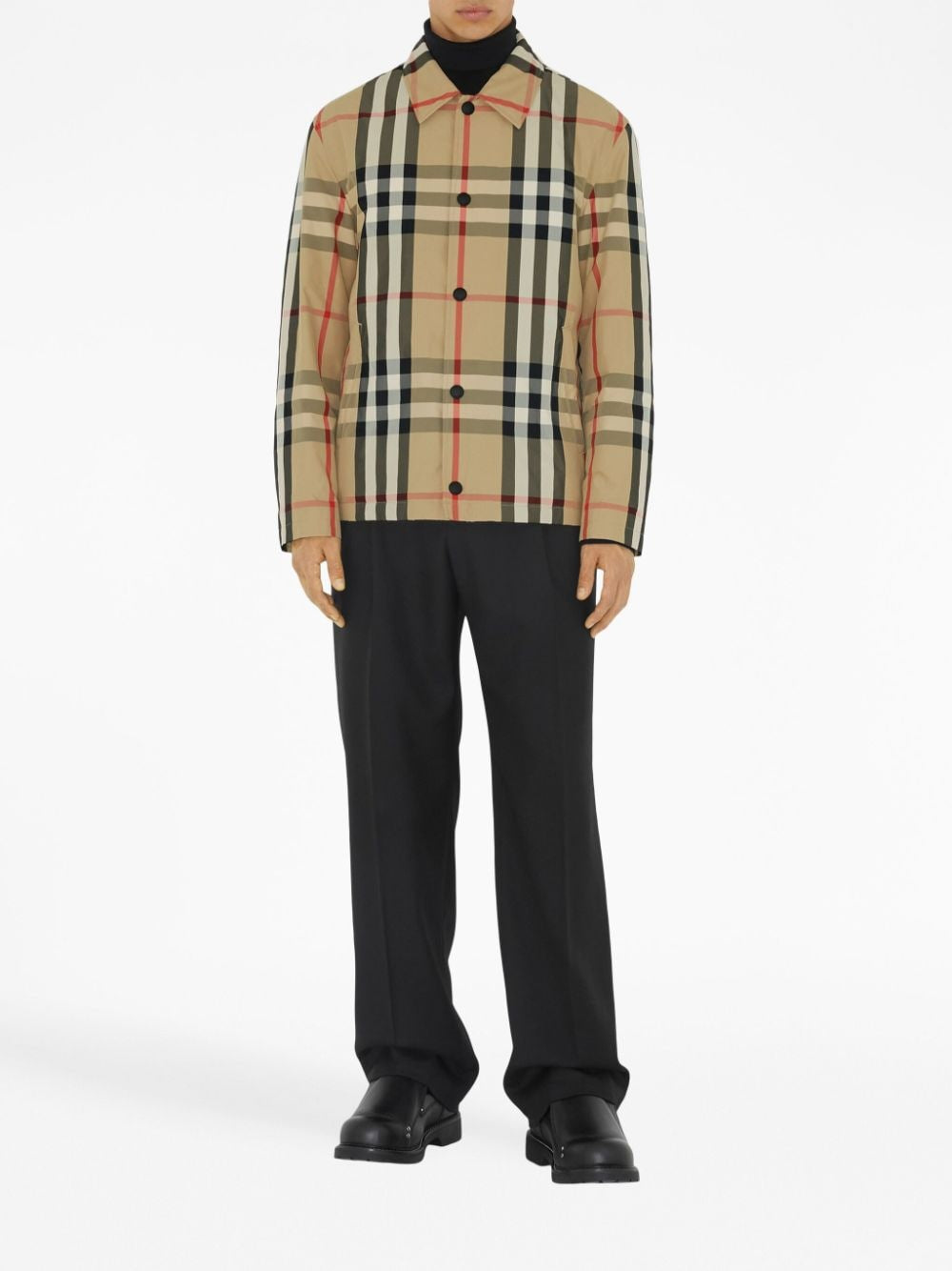 Burberry Checked Shirt Jacket — Archive Beige Tailored Ease