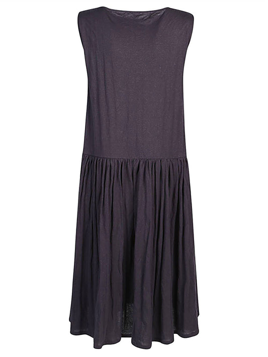 Black Jersey Midi Dress — Sleek, Pleated Elegance