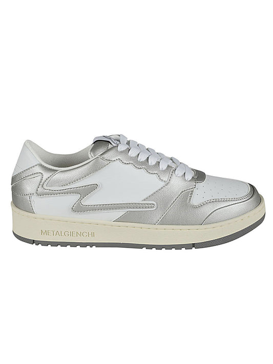 Metalgienchi Silver Leather Sneakers — Low-Top Men’s Style