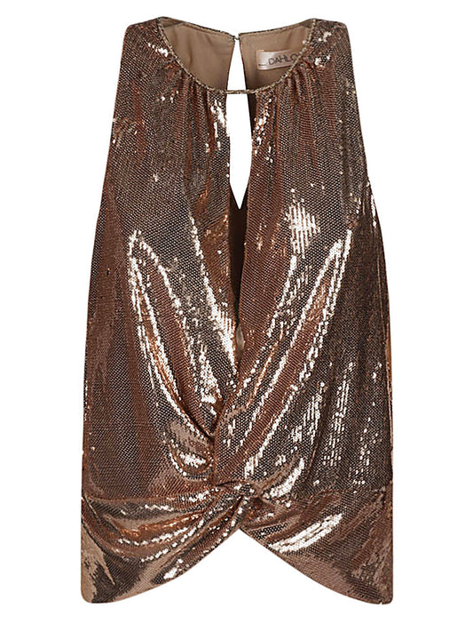 Dahlo Pink Sequin Cropped Top